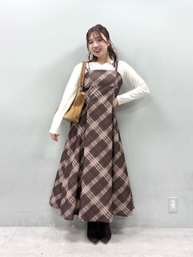「アイテム（ワンピース/ドレス）」を使った、かなみさん（レディース・156cm）の冬コーディネート