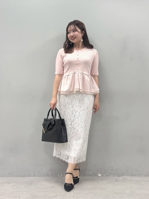 異素材ペプラム半袖ニット（ニット/セーター）｜natural couture