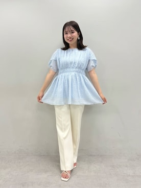「natural couture（ナチュラルクチュール）のアイテム（シャツ/ブラウス）」を使った、かなみさん（レディース・156cm）の夏コーディネート