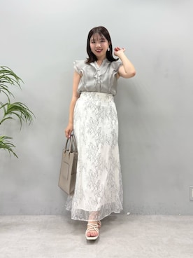 「natural couture（ナチュラルクチュール）のアイテム（シャツ/ブラウス）」を使った、かなみさん（レディース・156cm）の夏コーディネート