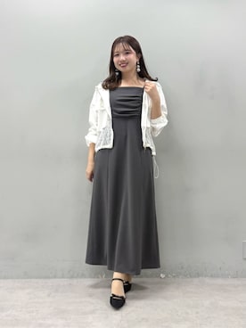 「natural couture（ナチュラルクチュール）のレースコンビブルゾン（ブルゾン、ホワイト系）」を使った、かなみさん（レディース・156cm）の春コーディネート