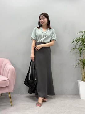 「natural couture（ナチュラルクチュール）のアイテム（シャツ/ブラウス）」を使った、かなみさん（レディース・156cm）の夏コーディネート