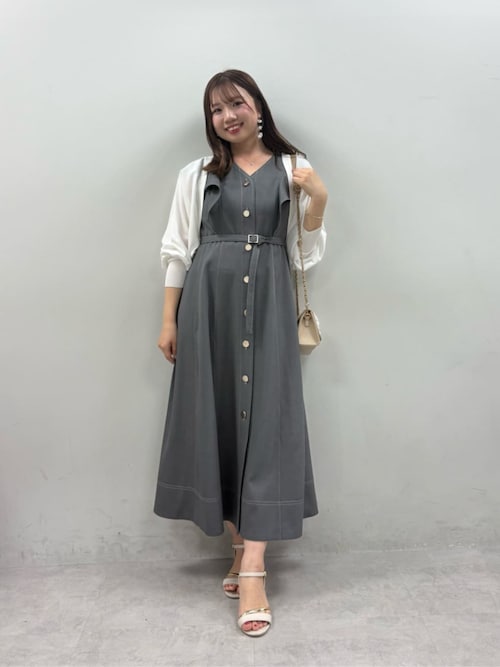 セール】〈canami〉配色ステッチラッフル袖ワンピース（ワンピース