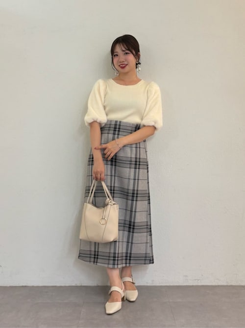 チェック柄ペンシルスカート（スカート）｜natural couture