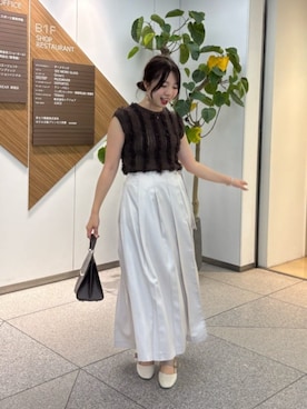 「natural couture（ナチュラルクチュール）のアイテム（ニット/セーター）」を使った、かなみさん（レディース・156cm）の夏コーディネート