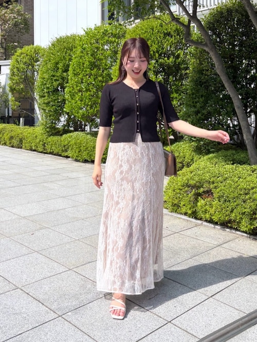 セール】osono長さ変えれる配色レーススカート（スカート