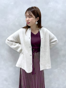 「natural couture（ナチュラルクチュール）のアイテム（ノーカラーコート）」を使った、かなみさん（レディース・156cm）の秋コーディネート