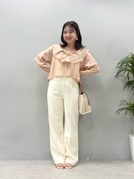 「natural couture（ナチュラルクチュール）のアイテム（シャツ/ブラウス）」を使った、かなみさん（レディース・156cm）の夏コーディネート