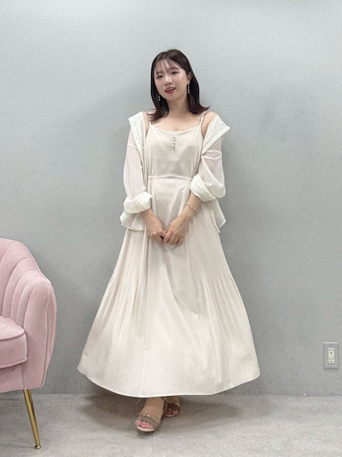 両サイドプリーツキャミワンピース ミントグレー natural couture natural couture｜【canami】両サイドプリーツキャミワンピース