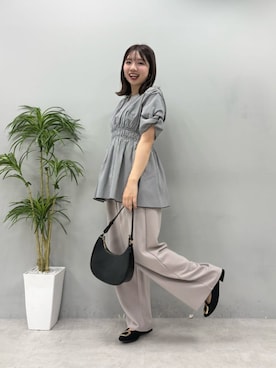 「natural couture（ナチュラルクチュール）のアイテム（シャツ/ブラウス）」を使った、かなみさん（レディース・156cm）の夏コーディネート
