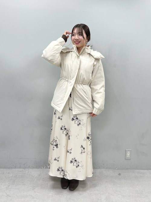 長さ変えれる花柄サテンスカート　ナチュラルクチュール 長さ変えれる花柄サテンスカート（スカート）｜natural couture