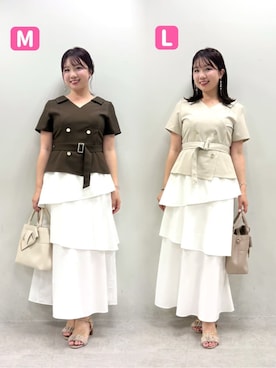 「natural couture（ナチュラルクチュール）のゴールドボタンジャケットドッキングワンピース（ワンピース、ブラック系）」を使った、かなみさん（レディース・156cm）の夏コーディネート