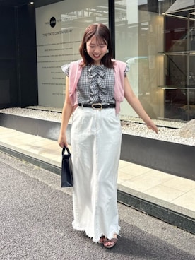 「natural couture（ナチュラルクチュール）のアイテム（シャツ/ブラウス）」を使った、かなみさん（レディース・156cm）の夏コーディネート