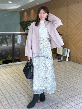 「アイテム（その他アウター、ピンク系）」を使った、かなみさん（レディース・156cm）の冬コーディネート