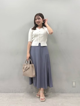 「natural couture（ナチュラルクチュール）のアシメタックデザインフレアスカート（スカート、ブルー系）」を使った、かなみさん（レディース・156cm）の春コーディネート