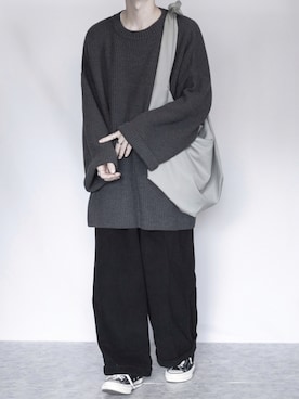 「Utusiyo（ウツシヨ）のアイテム（ニット/セーター）」を使った、89さん（メンズ・168cm）の秋コーディネート