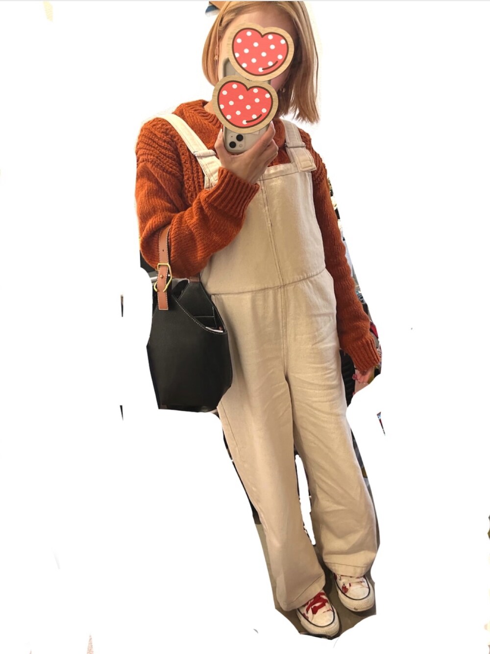 「RETRO GIRLのアイテム（オールインワン・サロペット、ホワイト系）」を使った、sariさん（レディース・148cm）の春コーディネートの1枚目の写真