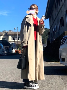 「UNIQLO（ユニクロ）のエクストラファインメリノリブタートルネックセーター（長袖）（ニット/セーター）」を使った、sariさん（レディース・148cm）の秋コーディネート