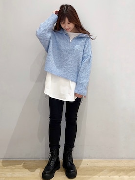 「ZIPニット」｜ʀɪʜᴏ ☺︎さん（レディース・147cm）の冬コーディネート