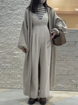 「midealのアイテム（ジャケット/アウター、ベージュ系）」を使った、mizさん（レディース・162cm）の冬コーディネート