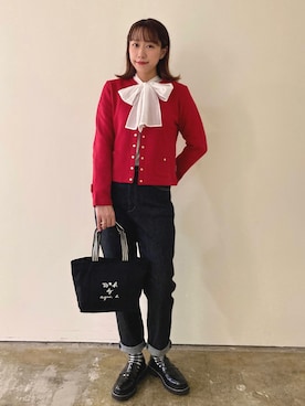 「To b. by agnes b.（トゥービーバイアニエスベー）のWR56 SAC スクエアミニトートバッグ（トートバッグ）」を使った、To b. by agnès b.さん（レディース・160cm）の秋コーディネート