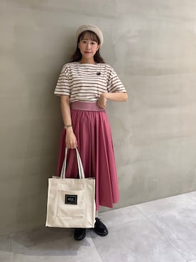 「アイテム（ハンチング/ベレー帽、ホワイト系）」を使った、To b. by agnès b.さん（レディース・160cm）の春コーディネート