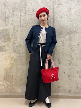 「To b. by agnes b.（トゥービーバイアニエスベー）のアイテム（ノーカラージャケット）」を使った、To b. by agnès b.さん（レディース・160cm）の春コーディネート