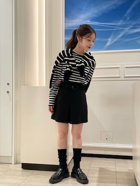 「ボーダーニット」｜「アイテム（Tシャツ/カットソー）」を使った、To b. by agnès b.さん（レディース・160cm）の冬コーディネート