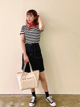 「デニムっていいよね」｜「アイテム（財布/小物）」を使った、To b. by agnès b.さん（レディース・165cm）の夏コーディネート