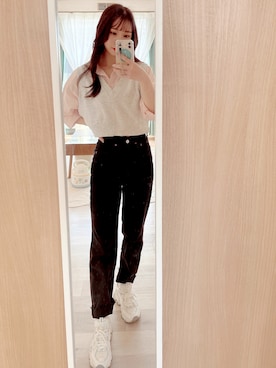 「H&M（エイチ・アンド・エム）のアイテム（ベスト、グレー系）」を使った、uuuiさん（キッズ・100cm）の秋コーディネート