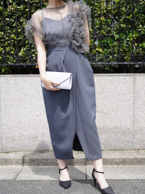 【LE'RURE】チュール ジャガード ドッキング コクーン ワンピース LAGUNAMOON（ラグナムーン）の「LAGUNAMOON（ラグナムーン）LADY
