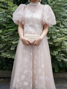 【美品/size1】Acka all sheer flower dress 1サイズ】puffy sheer flower dress (black) Acka.（エーシーケーエー