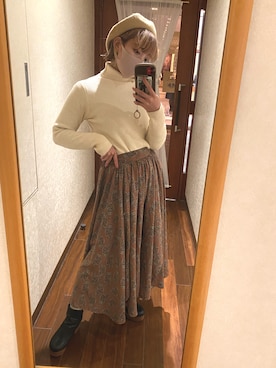 「one after another NICE CLAUP（ワンアフターアナザーナイスクラップ）のアイテム（ハンチング/ベレー帽）」を使った、shiroさん（レディース・153cm）の冬コーディネート