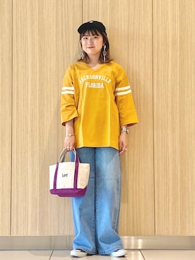 「Right-on（ライトオン）のアイテム（キャップ）」を使った、shihoさん（レディース・158cm）の春コーディネート