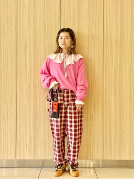 「BEN DAVIS（ベンデイビス）のアイテム（パンツ）」を使った、shihoさん（レディース・158cm）の春コーディネート