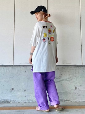 「Right-on（ライトオン）のアイテム（キャップ）」を使った、shihoさん（レディース・158cm）の夏コーディネート