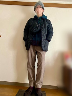 「Nine Tailor（ナインテイラー）のアイテム（帽子）」を使った、でん。さん（メンズ・165cm）の冬コーディネート