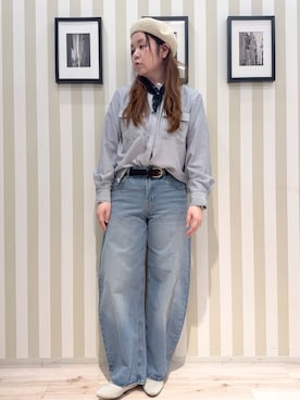 「SHOO・LA・RUE（シューラルー）の【SHOO・LA・RUE DENIM】1本でこなれシルエットに カーブデニムパンツ（デニムパンツ、ブルー系）」を使った、miiii54さん（レディース）の春コーディネート