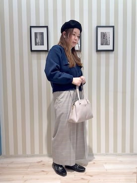 「SHOO・LA・RUE（シューラルー）の【洗濯機可/S-LL】1枚でも羽織りでも 華やか上品カーデ（カーディガン/ボレロ、ブルー系）」を使った、miiii54さん（レディース）の冬コーディネート