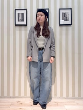 「SHOO・LA・RUE（シューラルー）の【SHOO・LA・RUE DENIM】1本でこなれシルエットに カーブデニムパンツ（デニムパンツ、ブルー系）」を使った、miiii54さん（レディース）の春コーディネート