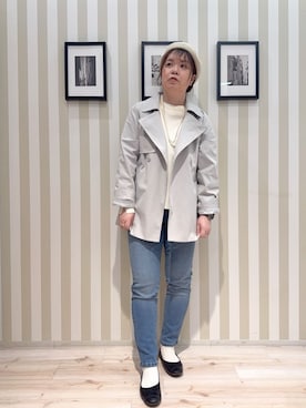 「SHOO・LA・RUE（シューラルー）の【S-LL/撥水】通勤やお出かけにも活躍 ミドルトレンチコート（トレンチコート、グレー系）」を使った、miiii54さん（レディース）の冬コーディネート