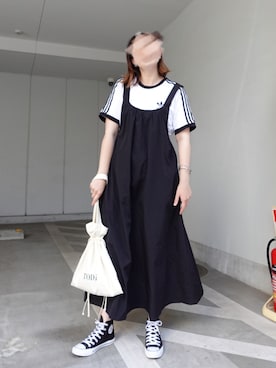 「CONVERSE（コンバース）の【CONVERSE】コンバース　NEXTAR(ネクスター) 110HI(NXHI)（スニーカー）」を使った、yuminyさん（レディース・162cm）の夏コーディネート