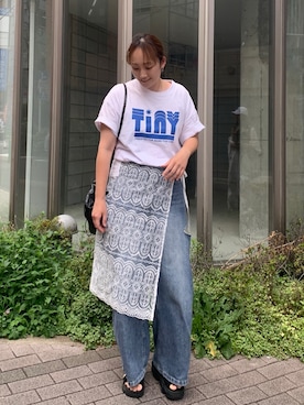 「アイテム（バックパック/リュック、シルバー系）」を使った、yuminyさん（レディース・162cm）の夏コーディネート