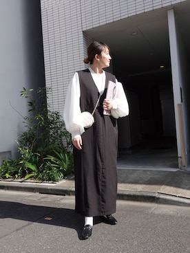 「春服デビュー宣言」｜「アイテム（ジャンパースカート）」を使った、yuminyさん（レディース・162cm）の春コーディネート