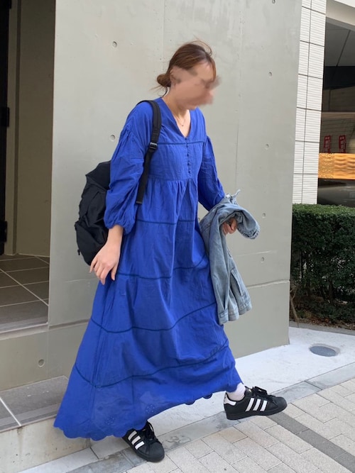 コットンレースVネックロングワンピース（ワンピース）｜CORNERS