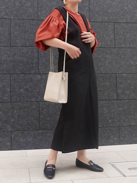 「テラコッタ」｜「アイテム（ジャンパースカート）」を使った、yuminyさん（レディース・162cm）の夏コーディネート