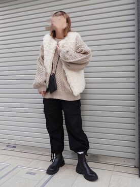 「ブーツイン」｜「アイテム（その他アウター）」を使った、yuminyさん（レディース・162cm）の秋コーディネート