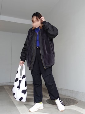 「corners」｜「アイテム（MA-1）」を使った、yuminyさん（レディース・162cm）の冬コーディネート