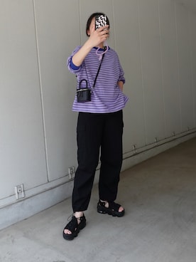 「CORNERS（コーナーズ）のサスペンダー付きカーゴパンツ（カーゴパンツ）」を使った、yuminyさん（レディース・162cm）の春コーディネート