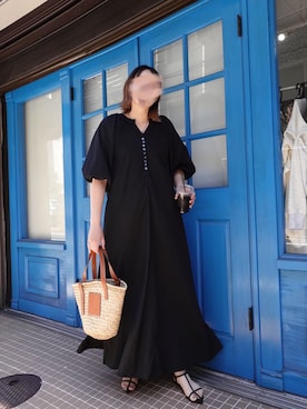 「CORNERS by KR（コーナーズバイケーアール）のCORNERS by KR　バスケットかごバッグ（かごバッグ）」を使った、yuminyさん（レディース・162cm）の夏コーディネート